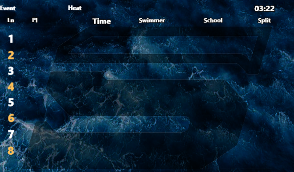 Arena display rendering with live event data.