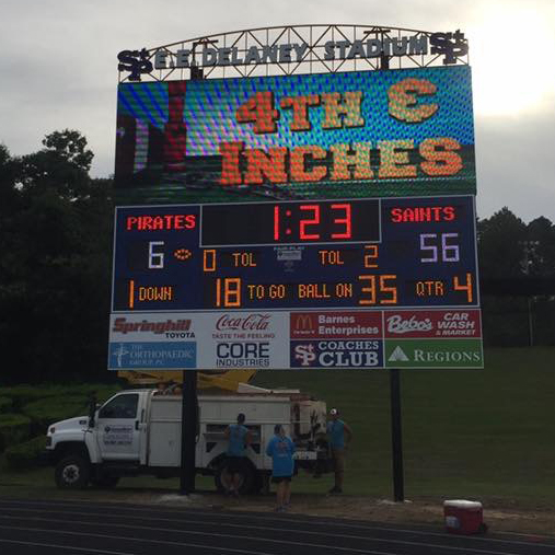Stadium video boards pull double duty for lacrosse and soccer seasons.